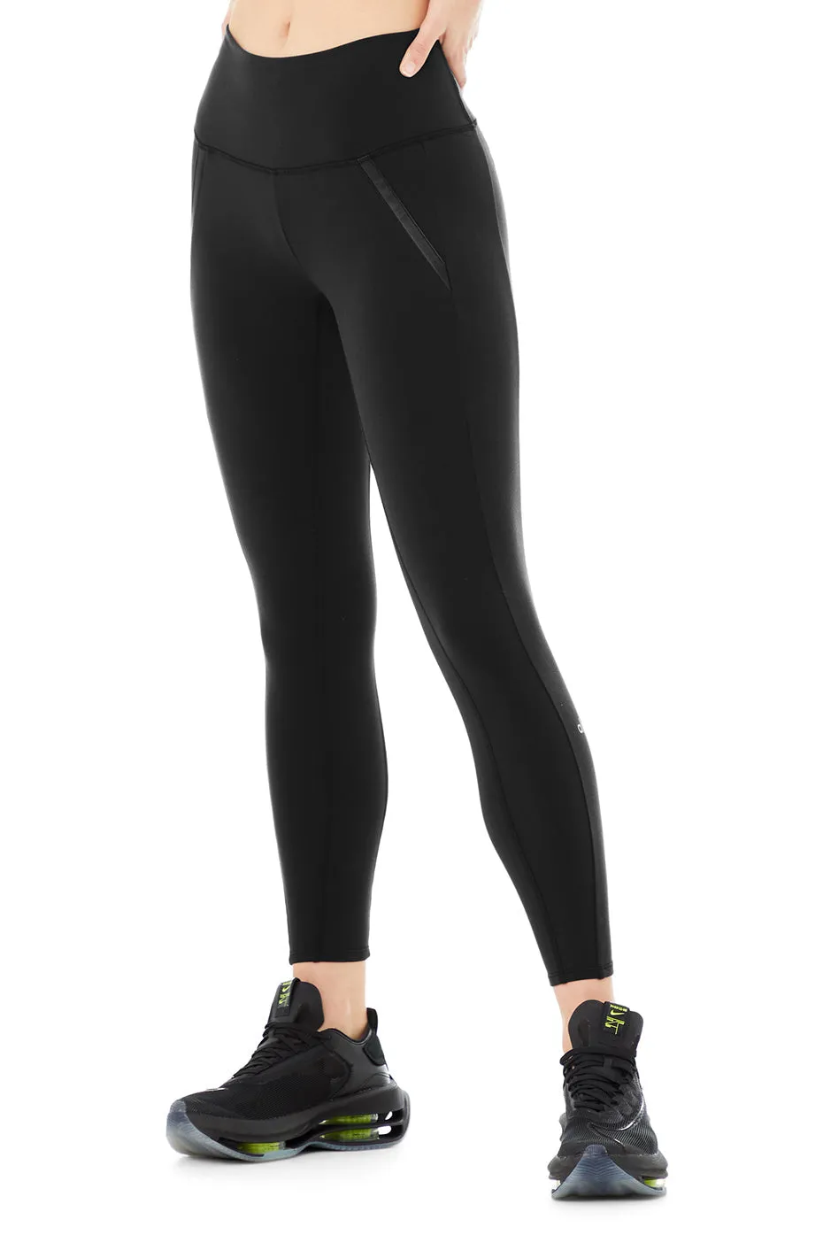 High-Waist 7/8 Motocon Legging - Black