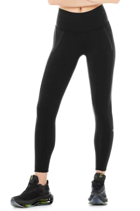 High-Waist 7/8 Motocon Legging - Black