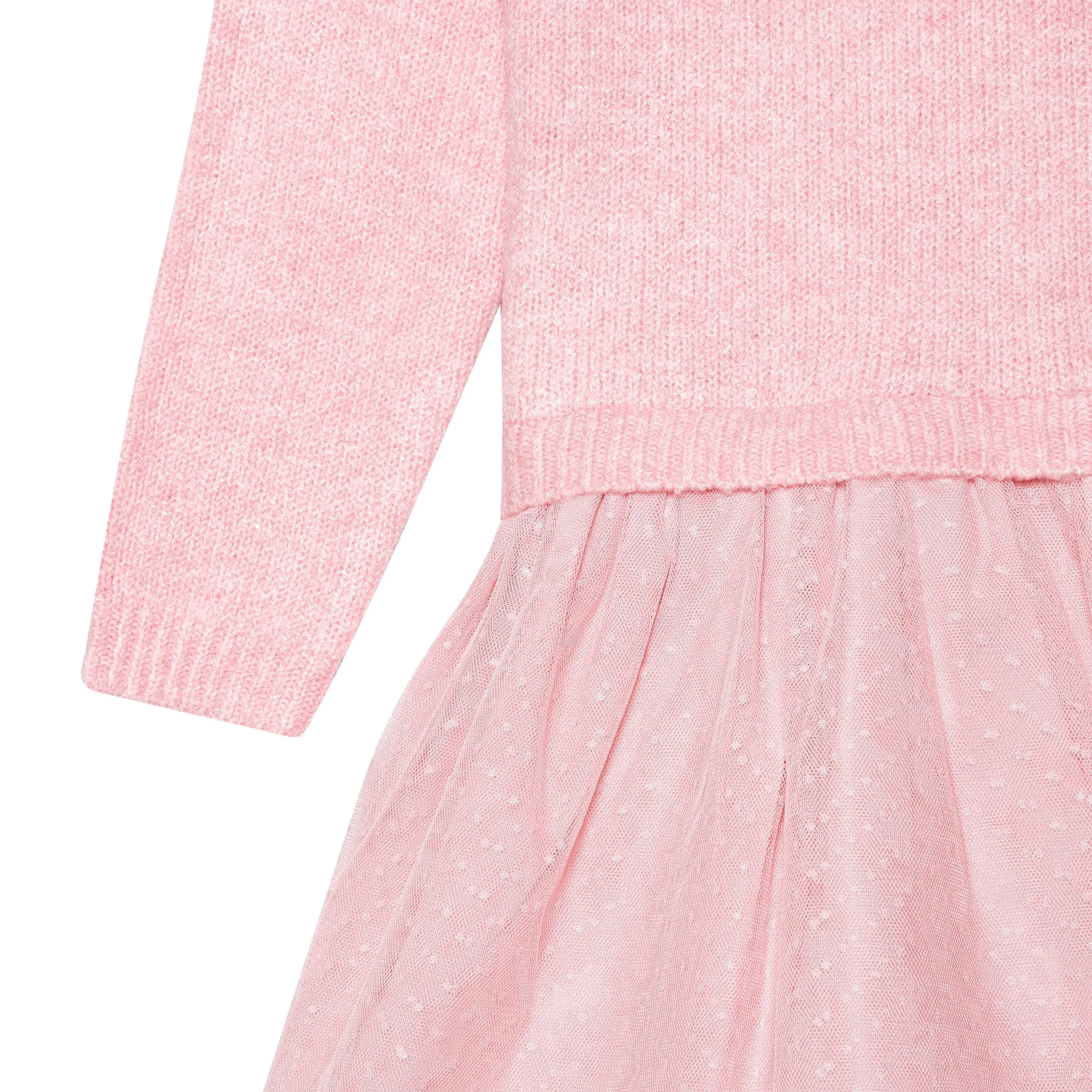 Infant & Toddler Girls Pink Sweater Dress With Tulle Skirt