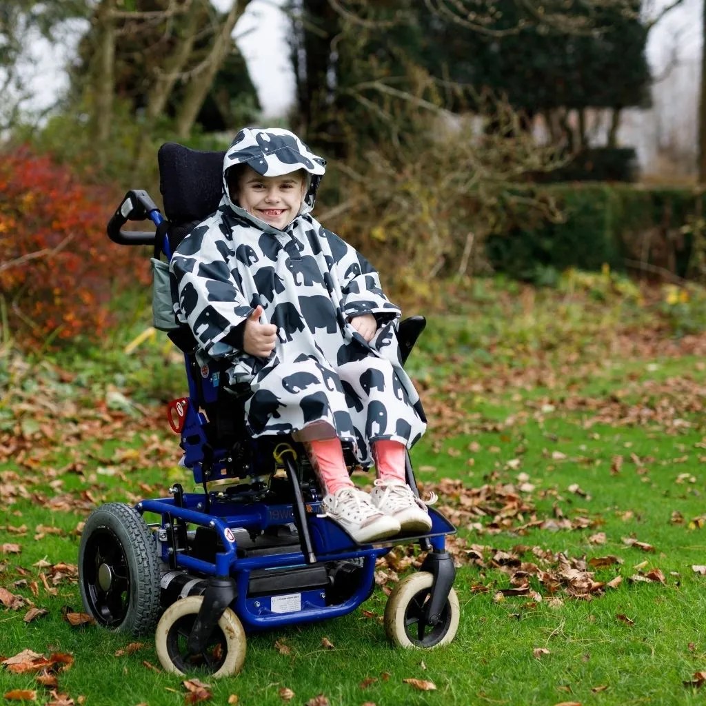 Kids Wheelchair Poncho - GREY ELEPHANT