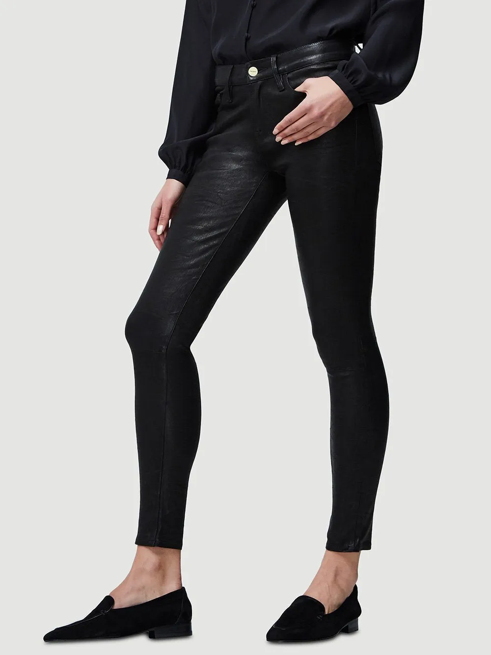 Le Skinny de Jeanne Leather Pant--WASHED BLACK