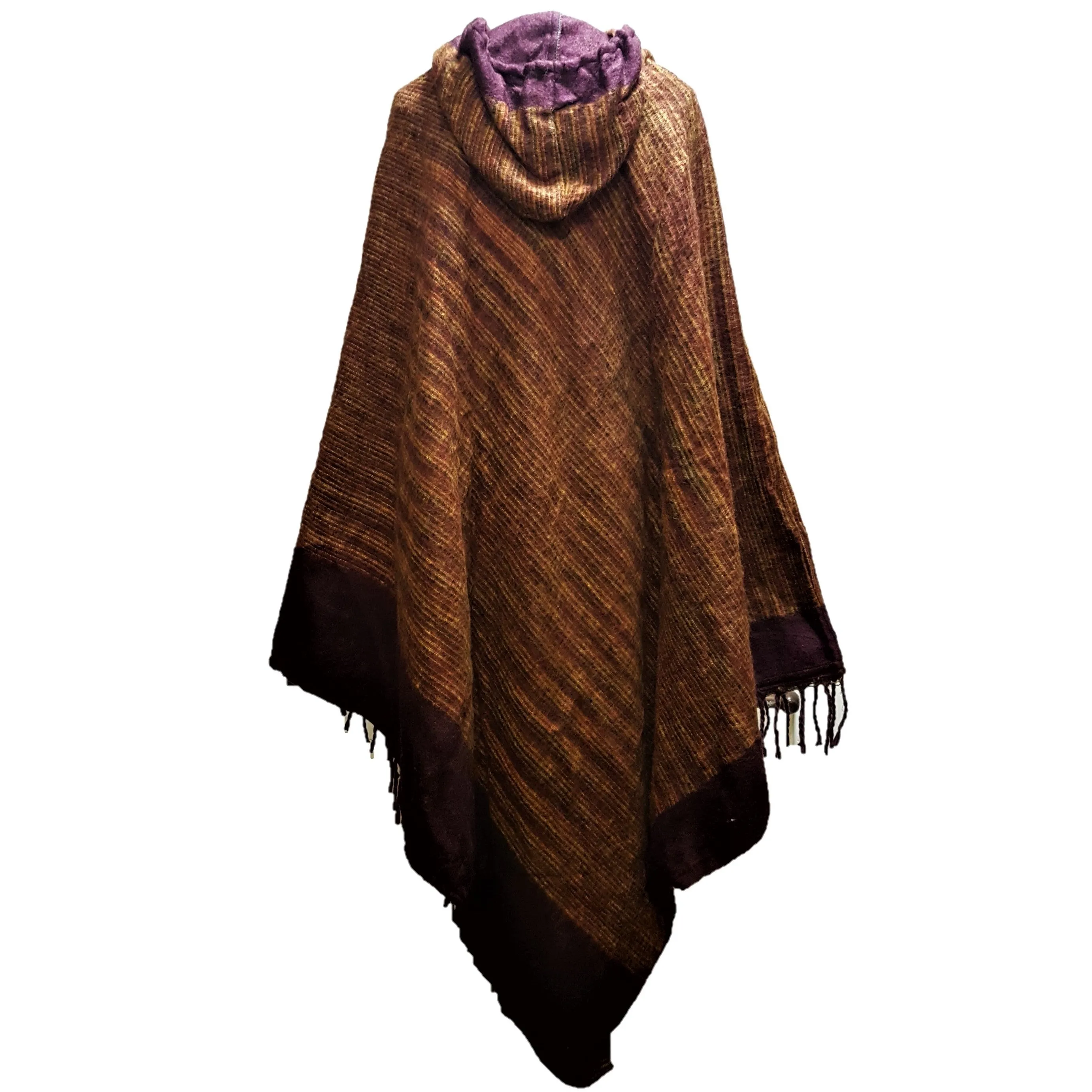 Long Cashmelon Poncho With Hood - Choice Of Colours