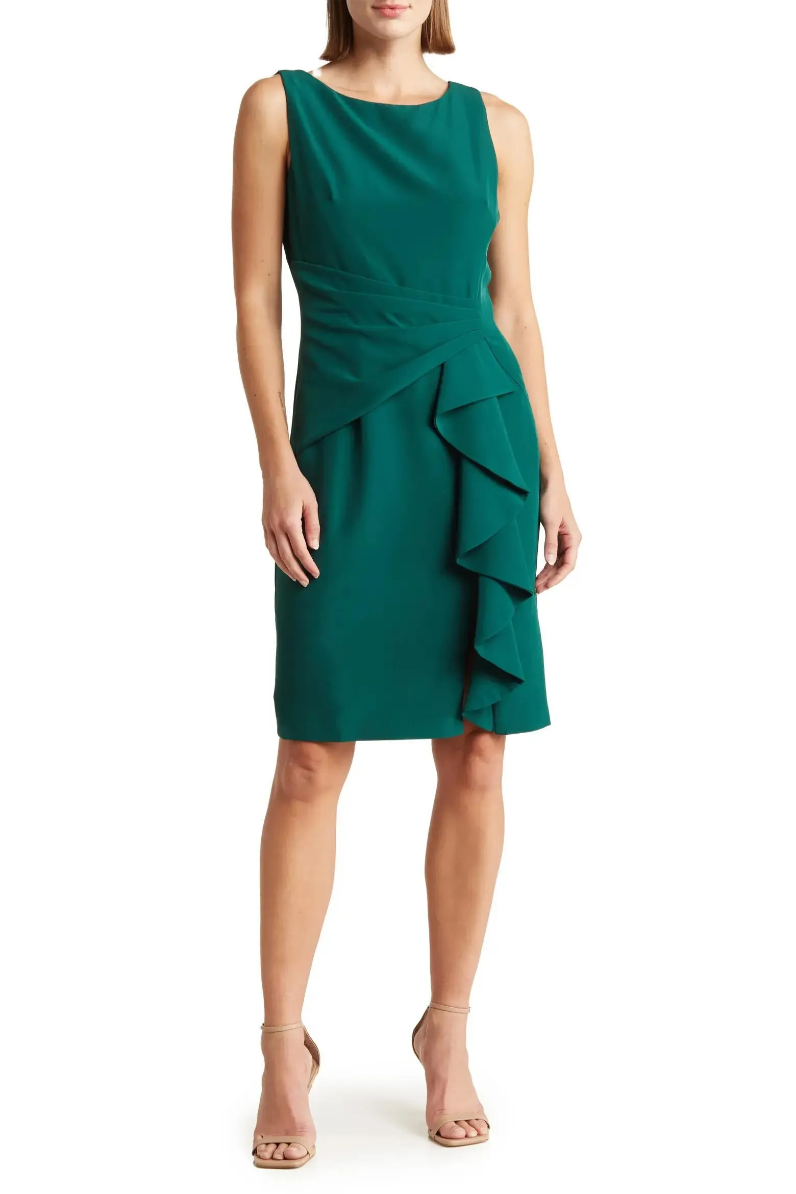 Marina Boat Neck Sheath Dress