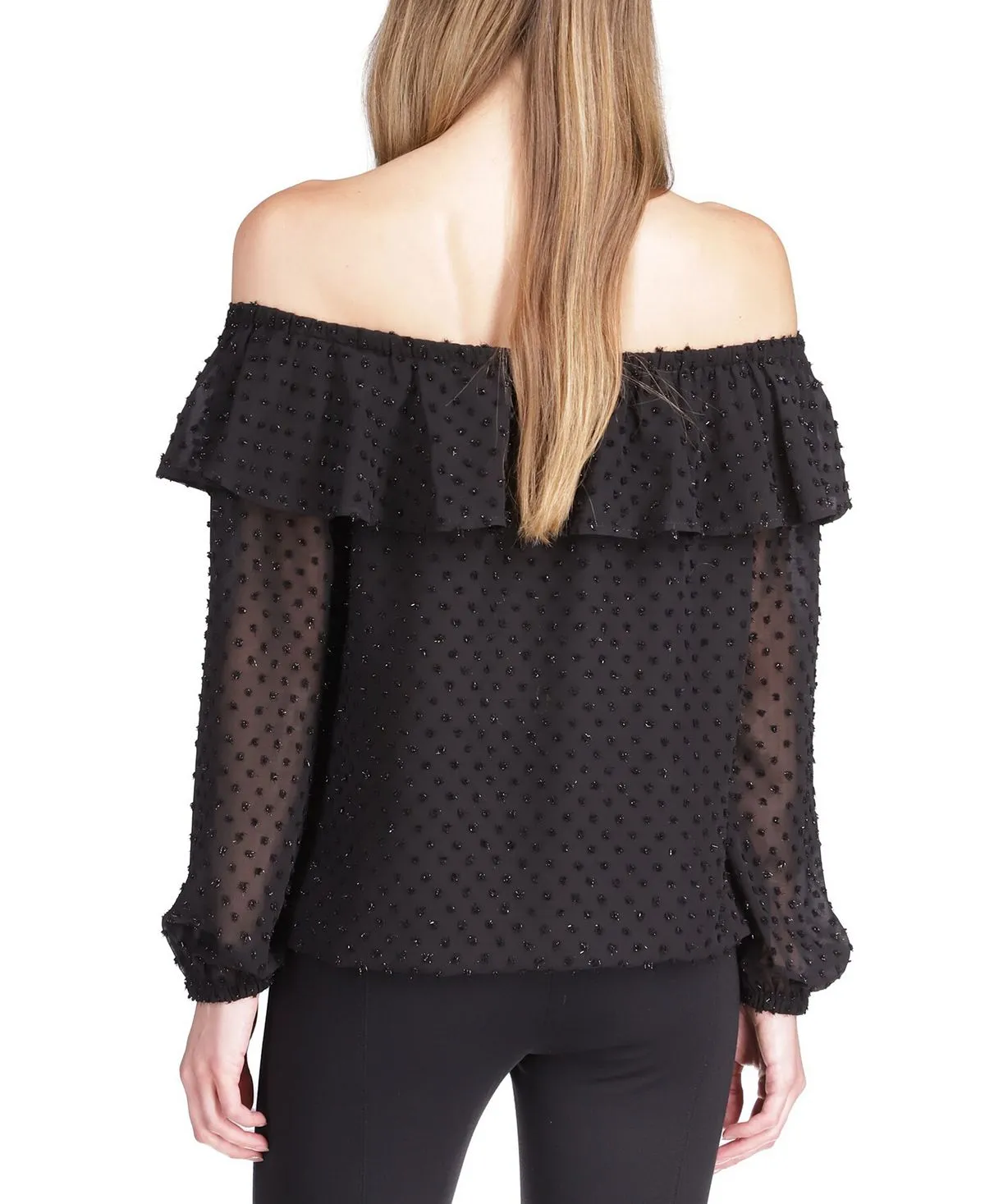 Michael Kors Women's Clip Dot Off The Shoulder Top Black