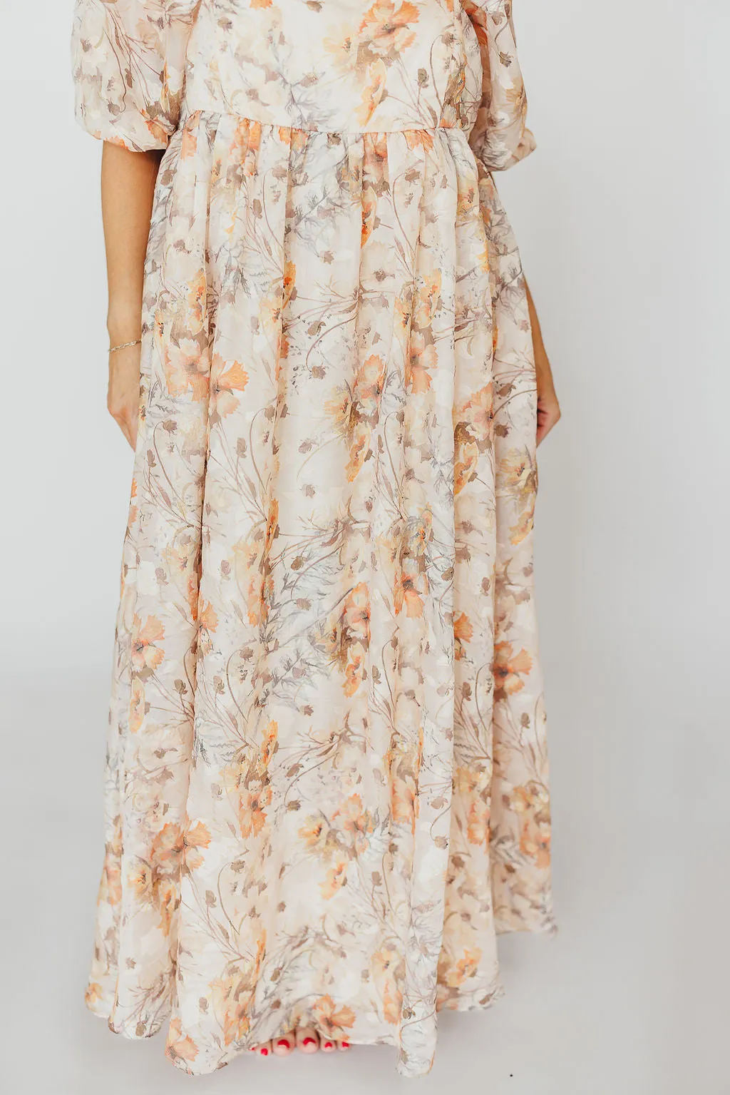 *New* Mona Maxi Dress with Smocking in Beige Multi - Bump Friendly & Inclusive Sizing (S-3XL)