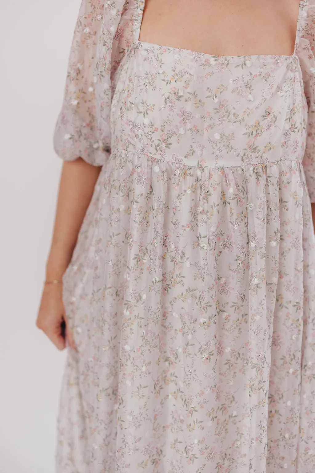 *New* Mona Maxi Dress with Smocking in Grey Floral - Bump Friendly (S-3XL)