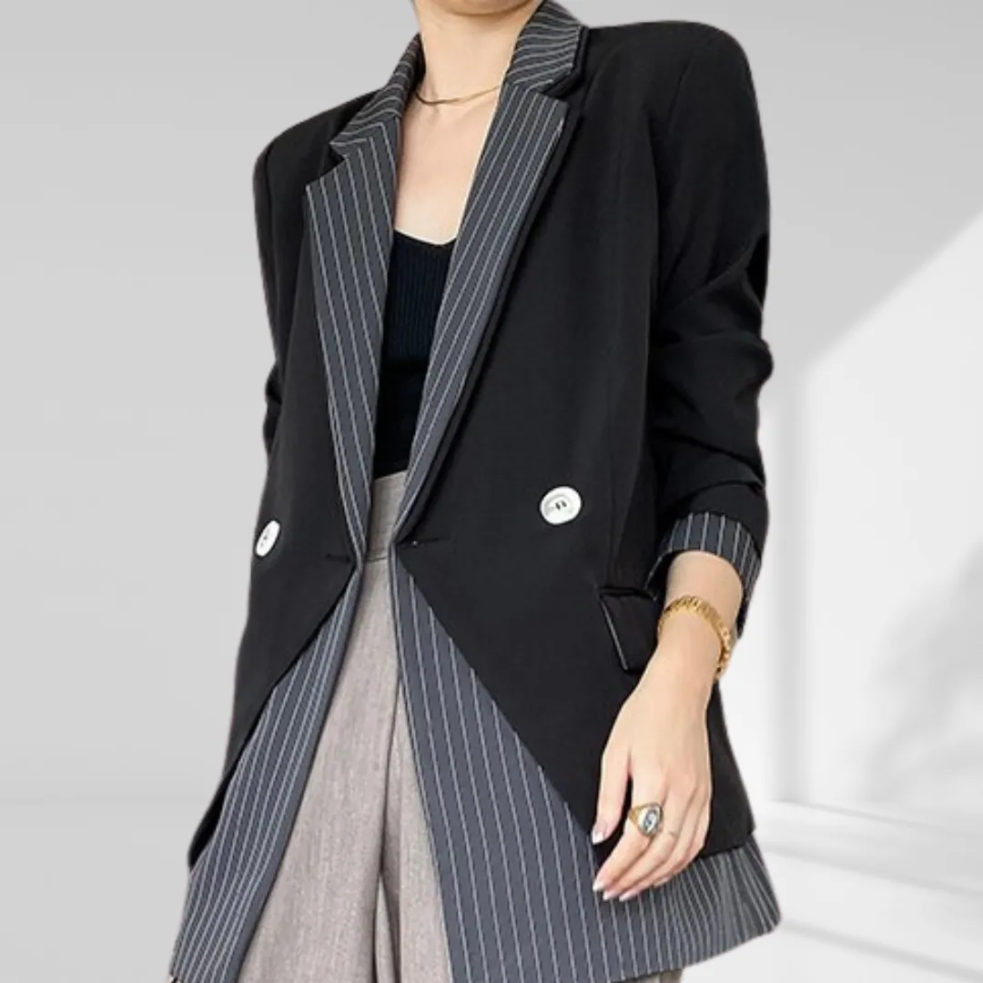 Notched Collar Long Sleeve Blazer