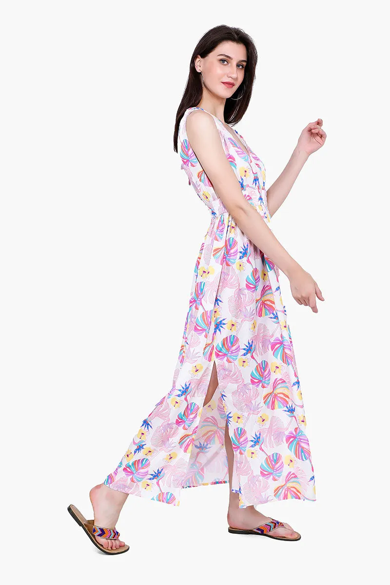 Palm Florals Maxi Dress