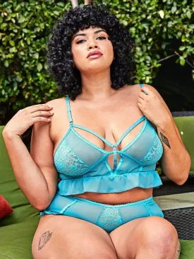 Plus Size Bright Blue Bralette Set