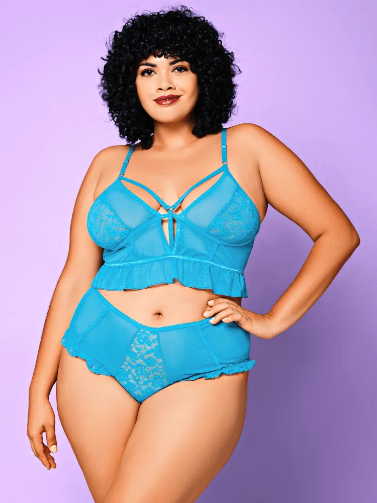 Plus Size Bright Blue Bralette Set