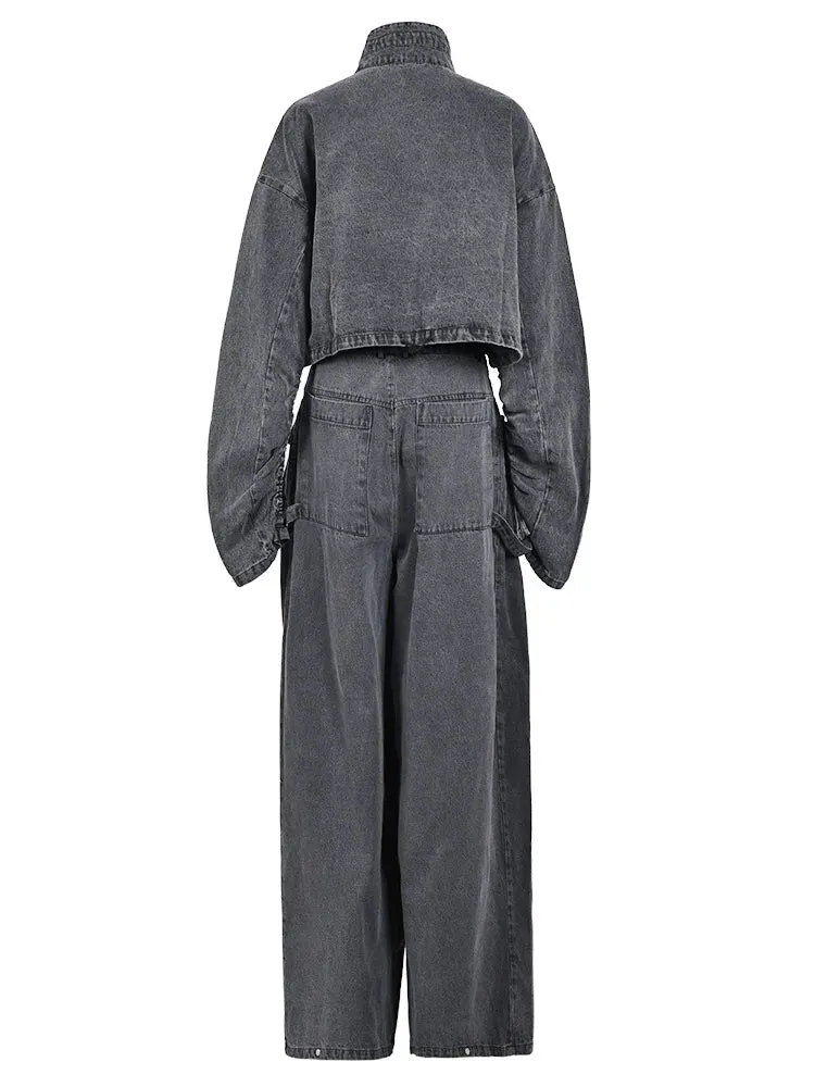 Pre Order:  Denim Sweater Wide Leg Pants Set - @phenomenalkat