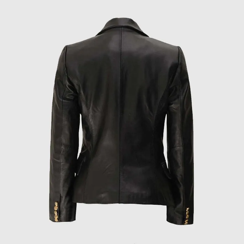 Purchase Best Style Womens Black Leather Blazer Jacket For Sale