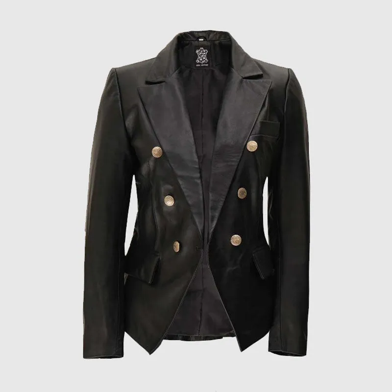 Purchase Best Style Womens Black Leather Blazer Jacket For Sale