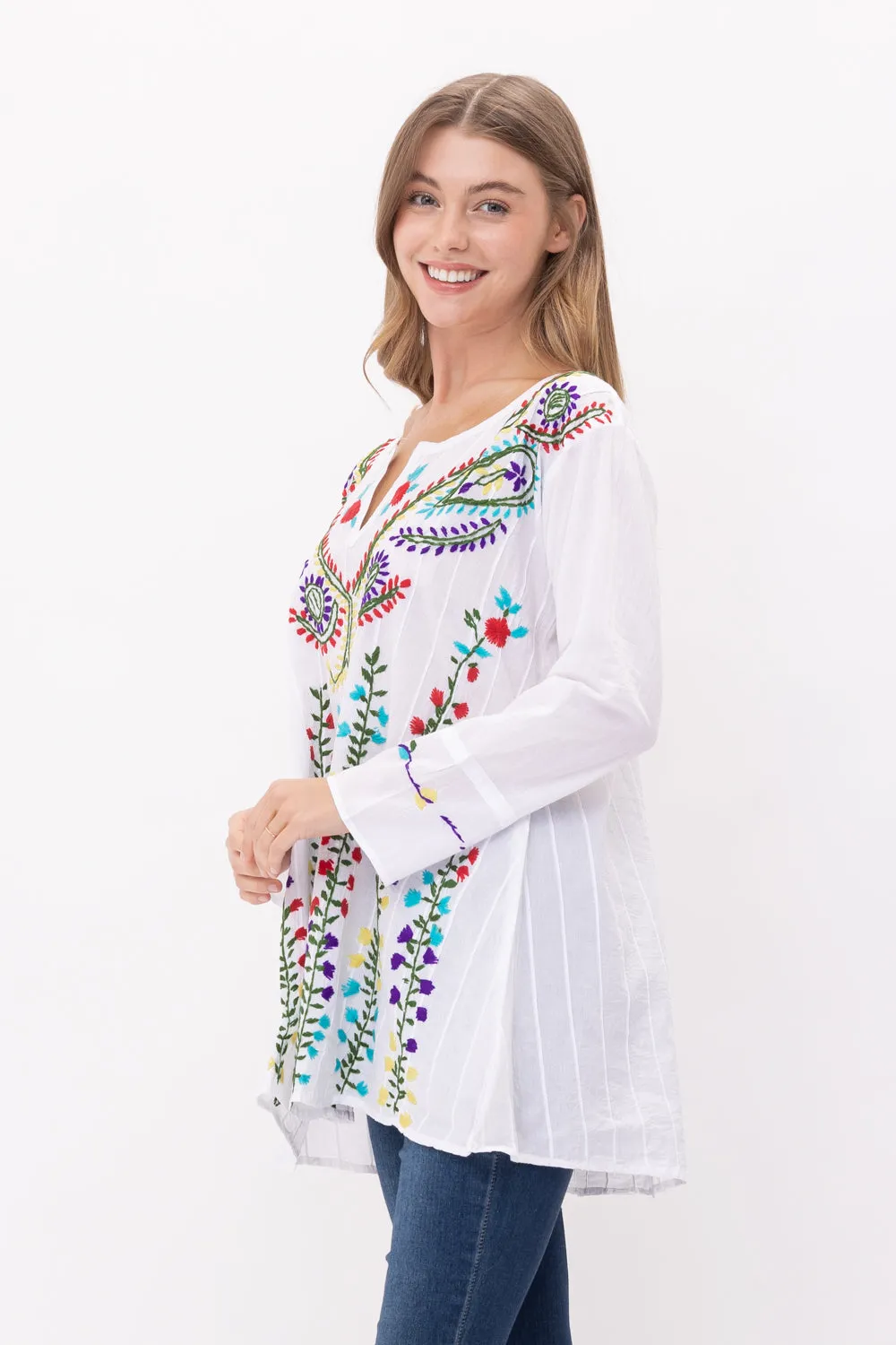 RAJ BELLE FLORAL EMBROIDERED DETAIL TUNIC