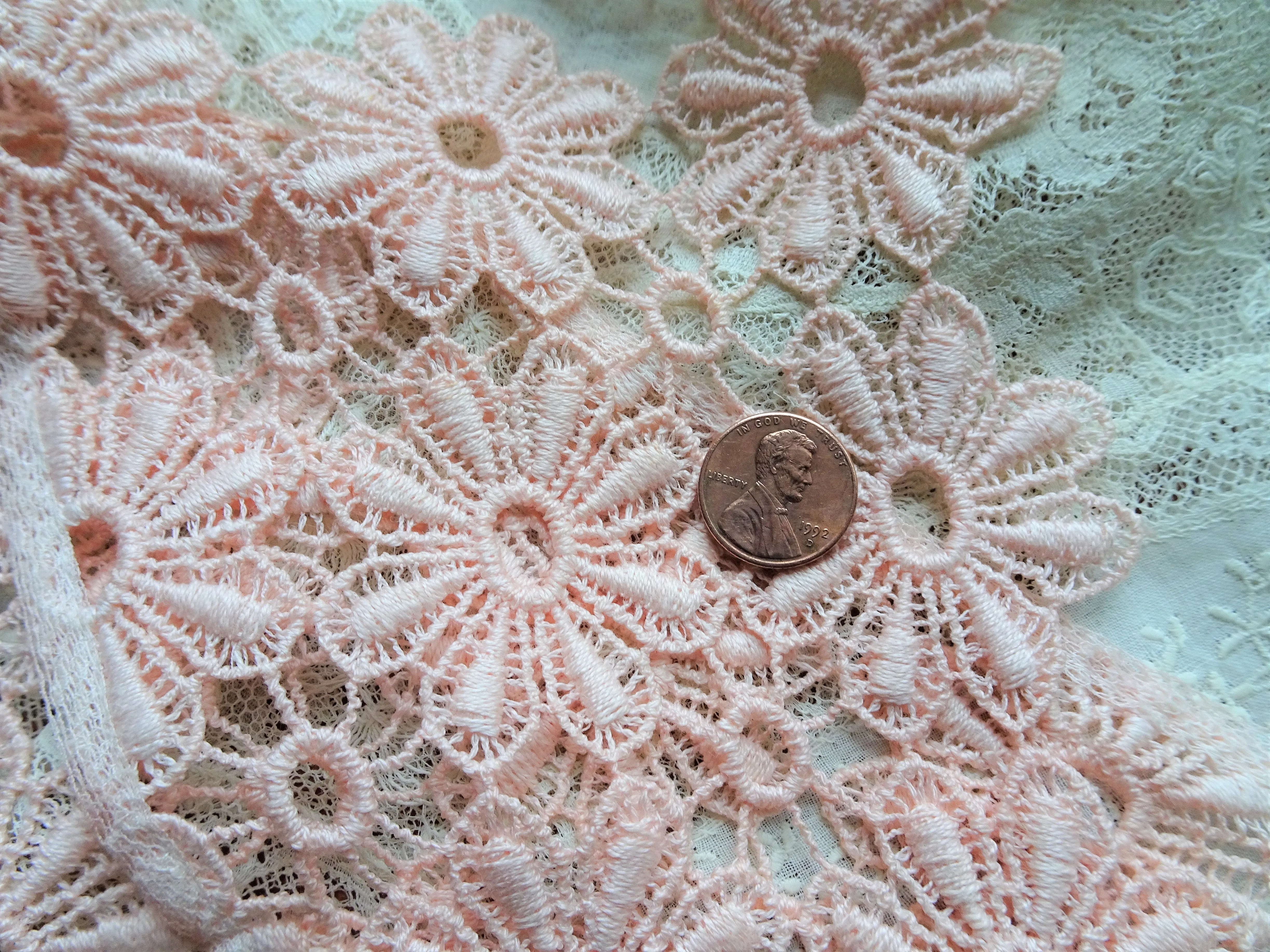 RESERVED Lovely Vintage PINK Lace Collar,Very Pretty Design,Fine Heirloom Sewing, Collectible Vintage Lace