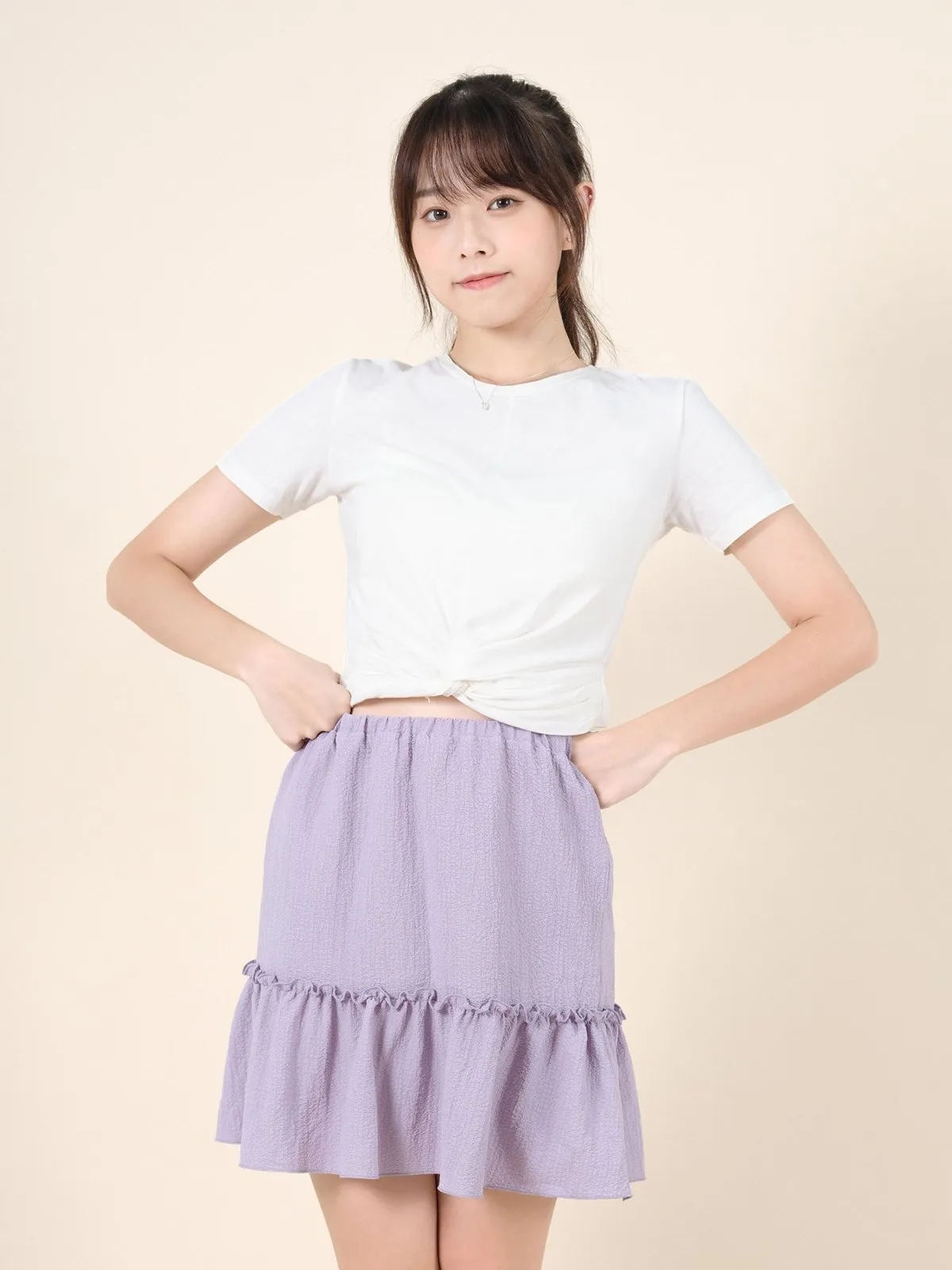 Ruffled Tiered Mini Skirt Lilac*