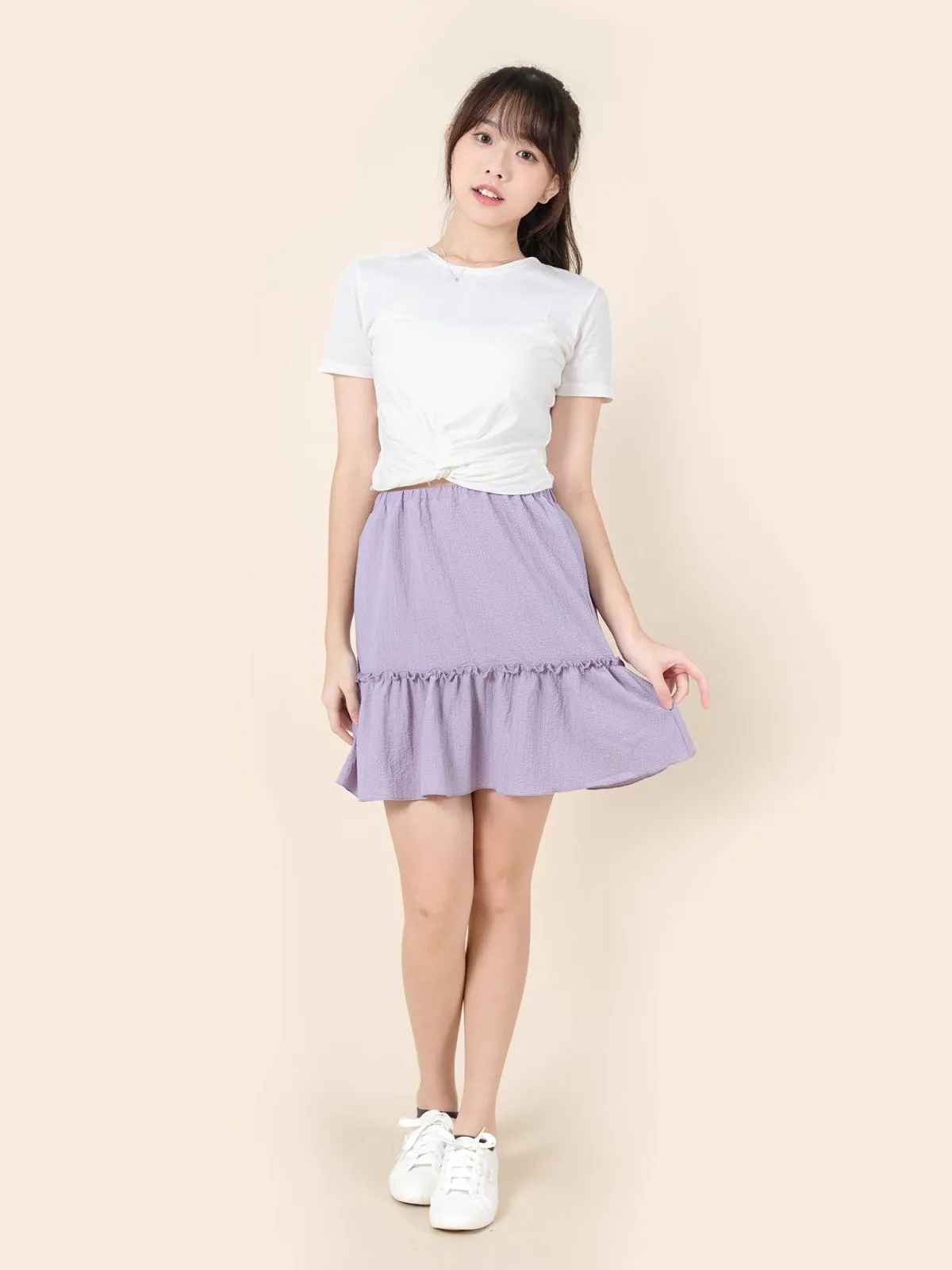 Ruffled Tiered Mini Skirt Lilac*