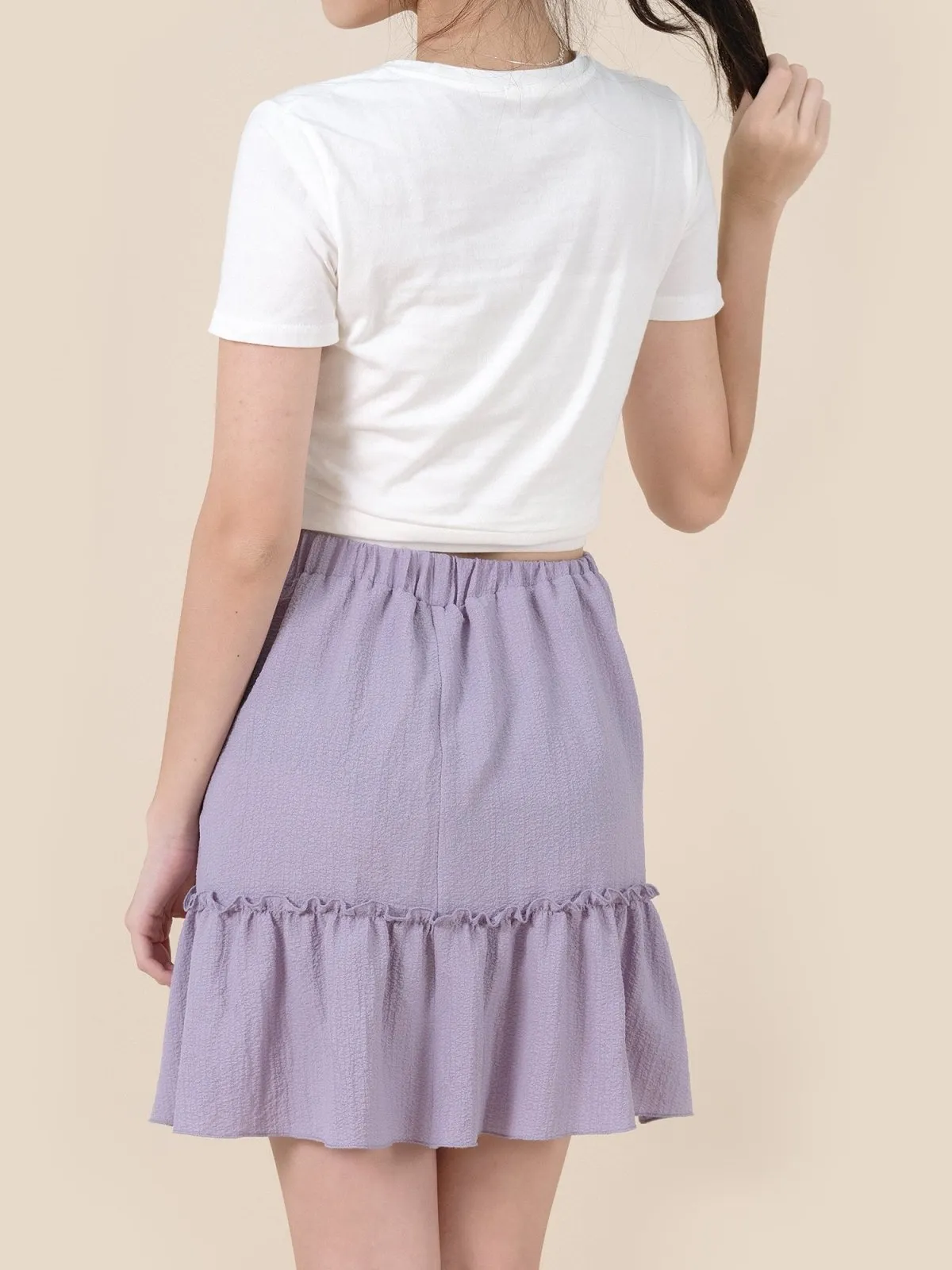 Ruffled Tiered Mini Skirt Lilac*