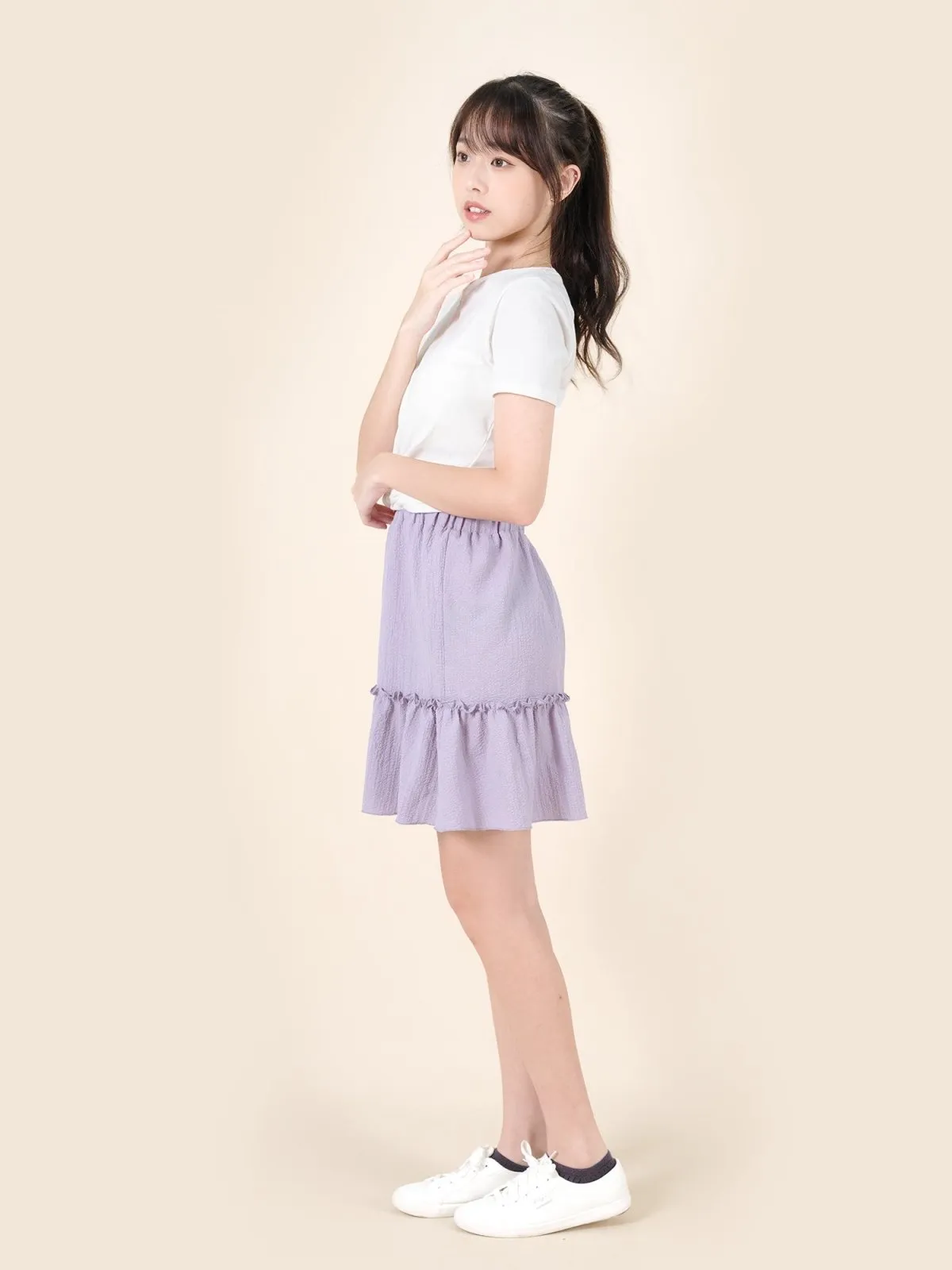 Ruffled Tiered Mini Skirt Lilac*