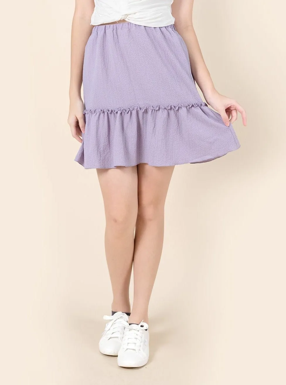 Ruffled Tiered Mini Skirt Lilac*