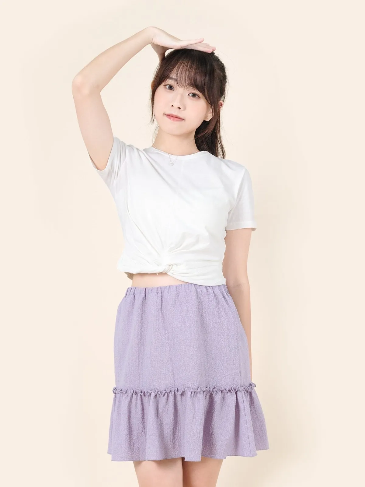 Ruffled Tiered Mini Skirt Lilac*