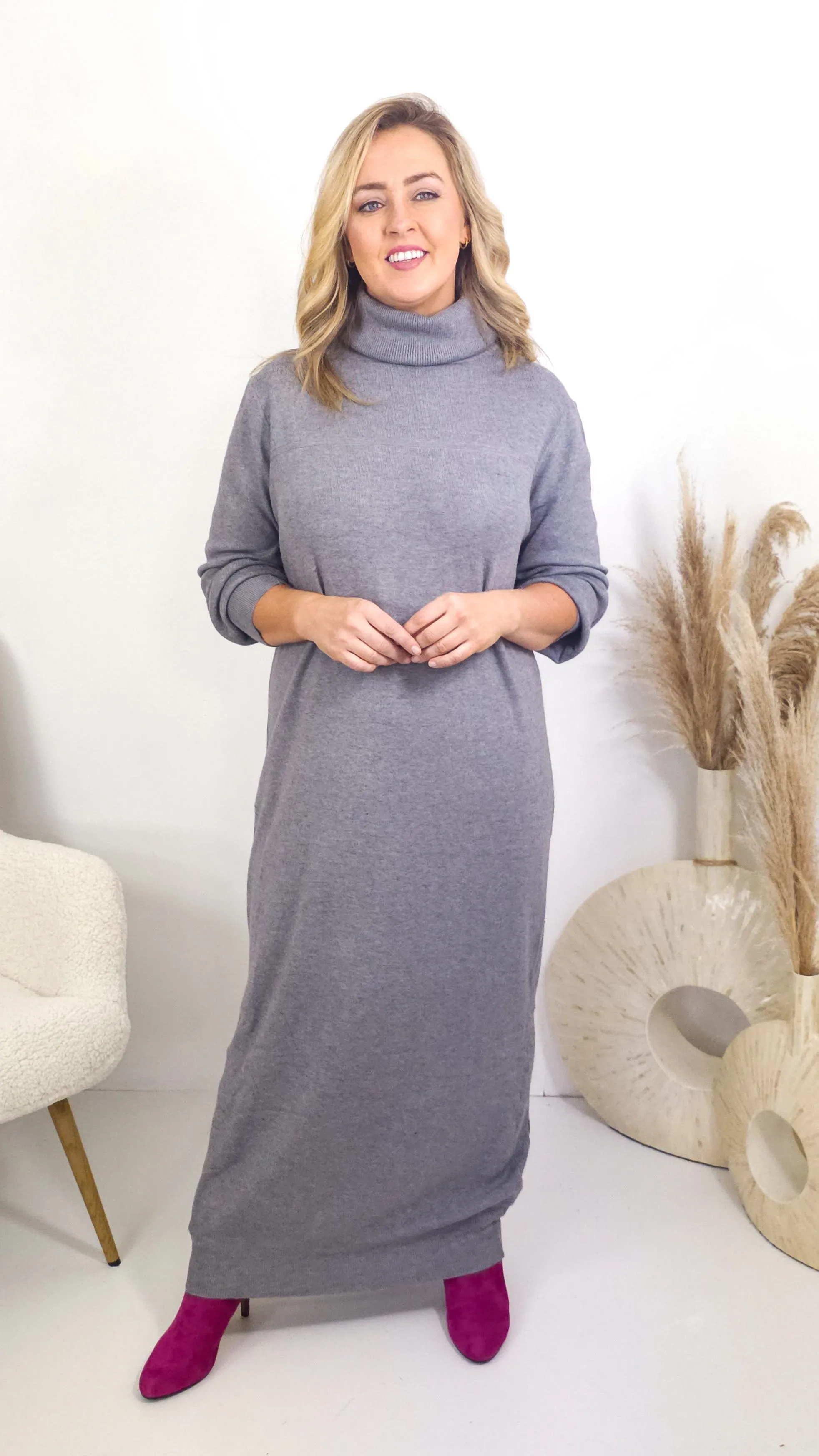 Ruth Grey Knit Dress