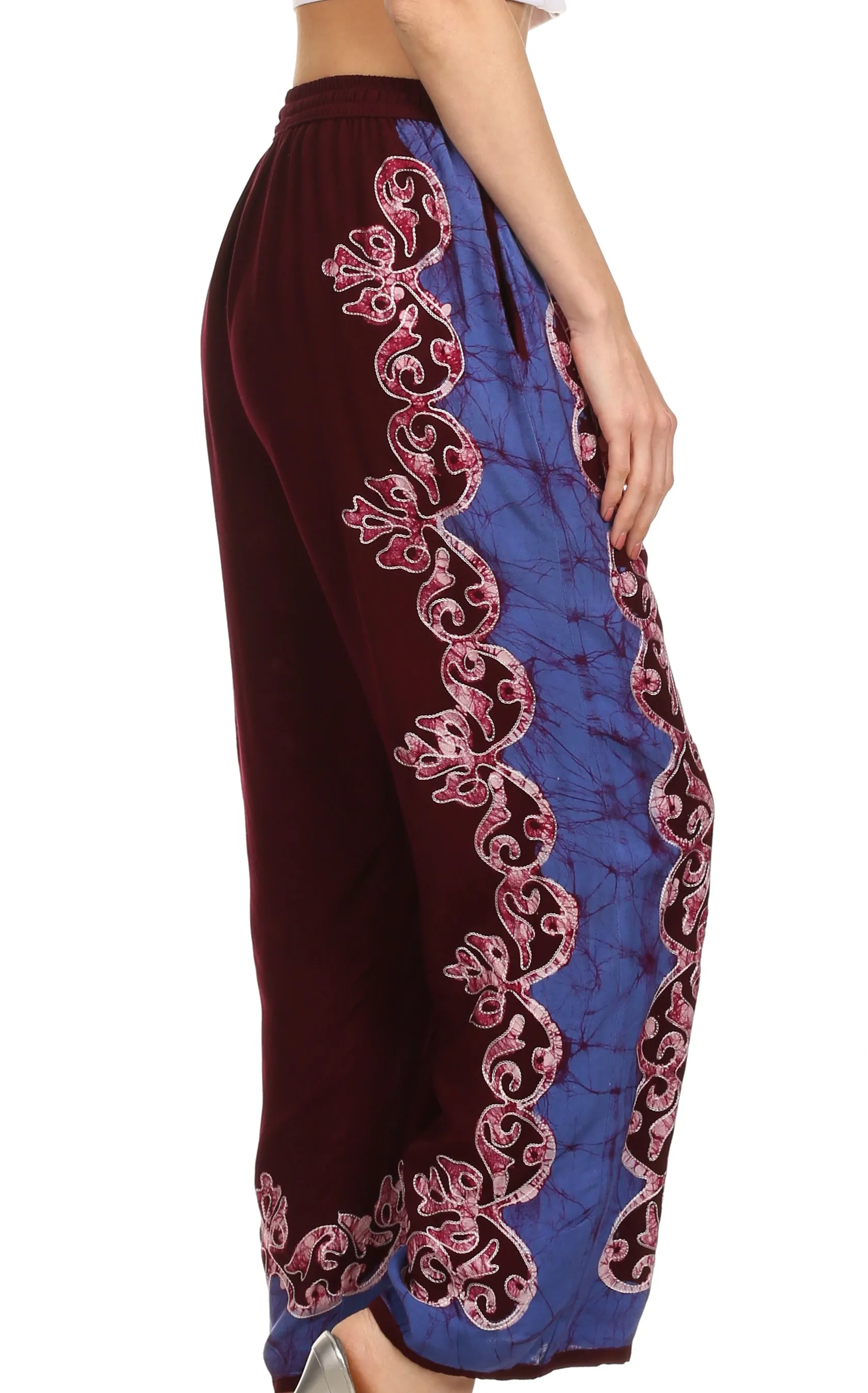 Sakkas Aliyah Embroidered Stonewashed Wide Leg Palazzo Pant