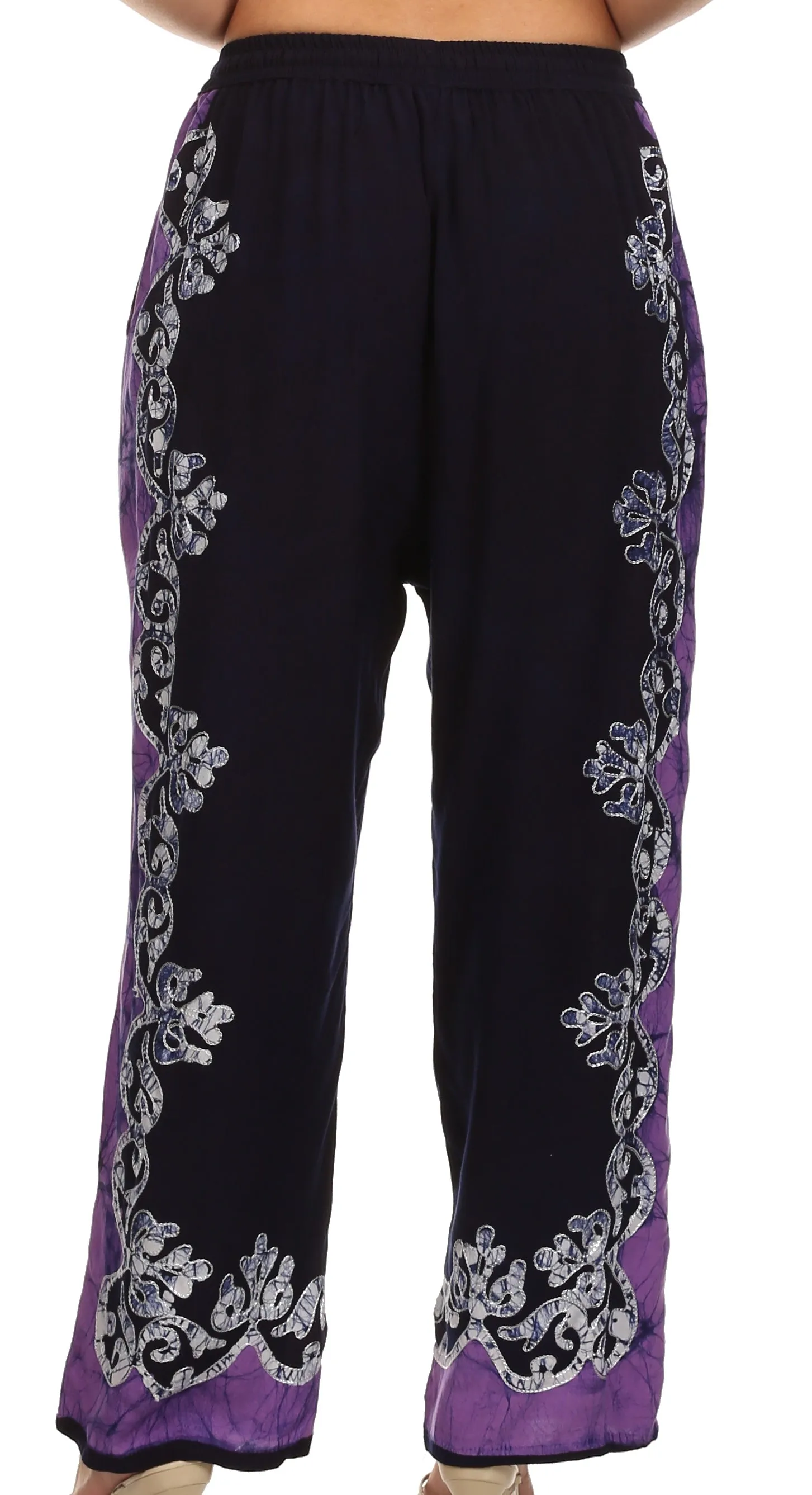 Sakkas Aliyah Embroidered Stonewashed Wide Leg Palazzo Pant