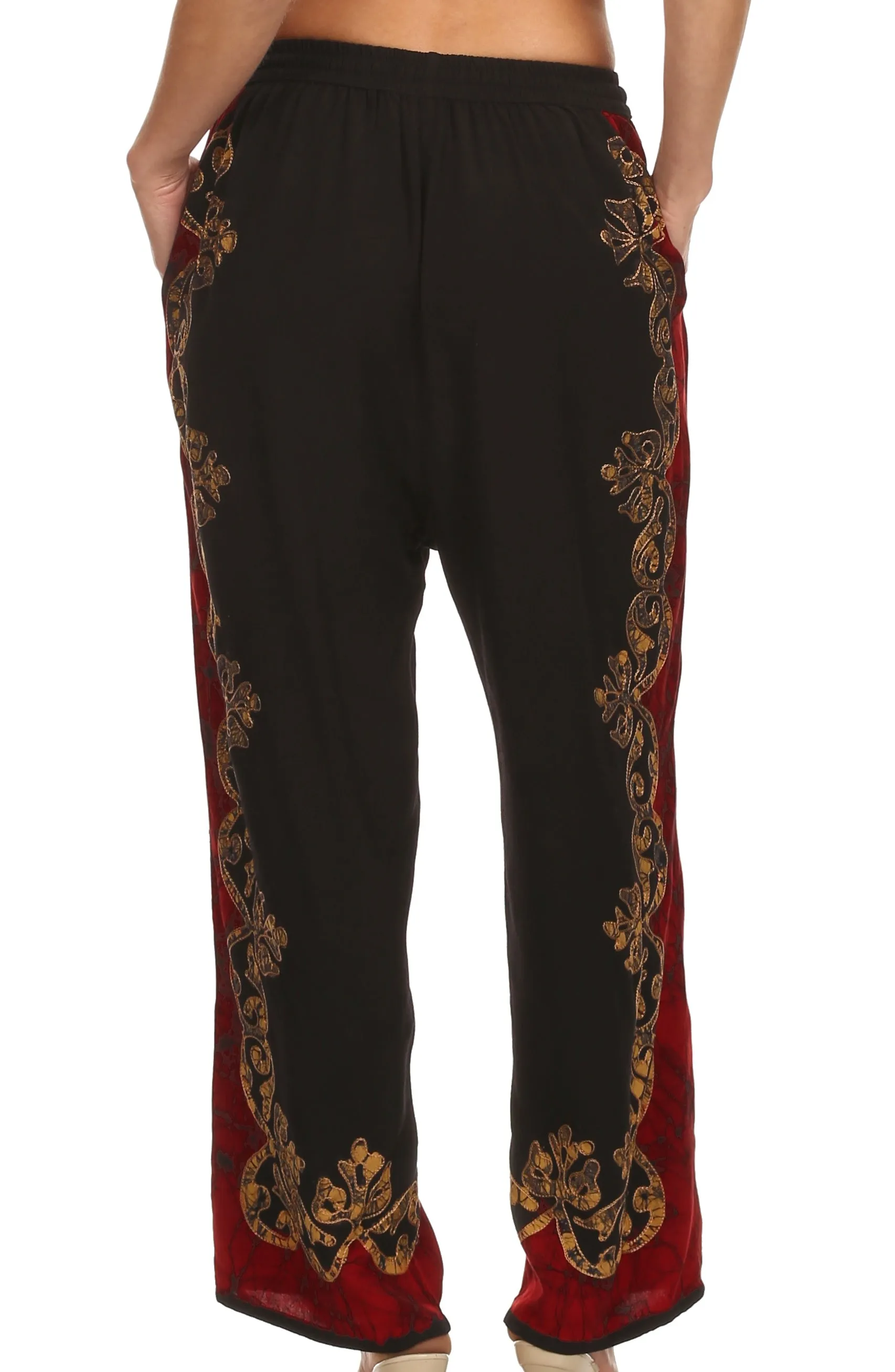 Sakkas Aliyah Embroidered Stonewashed Wide Leg Palazzo Pant