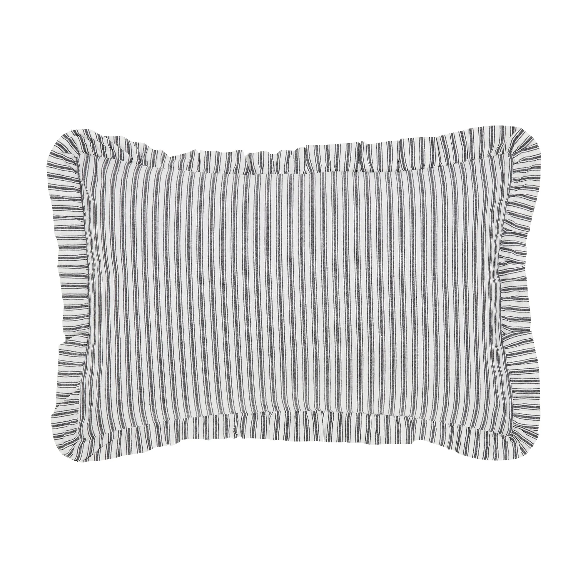 Sawyer Mill Black Ruffled Ticking Stripe Pillow 14x22