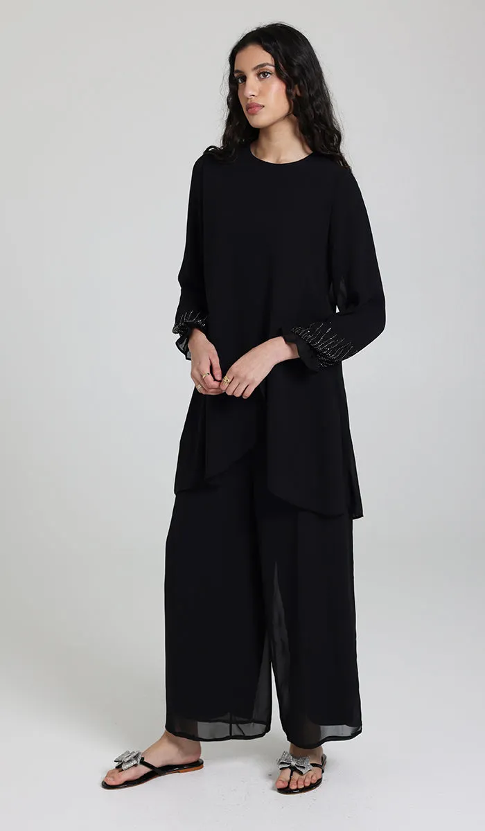 Seema Dressy Long Modest Tunic - Black