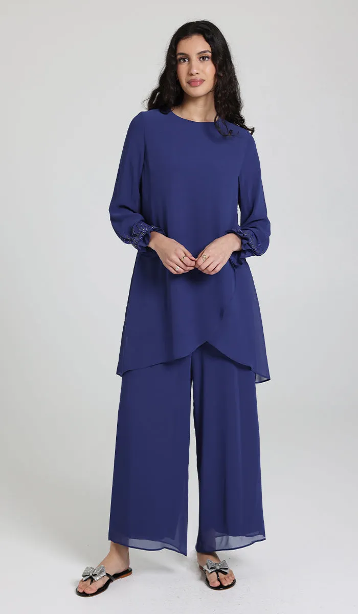 Seema Dressy Long Modest Tunic - Blue