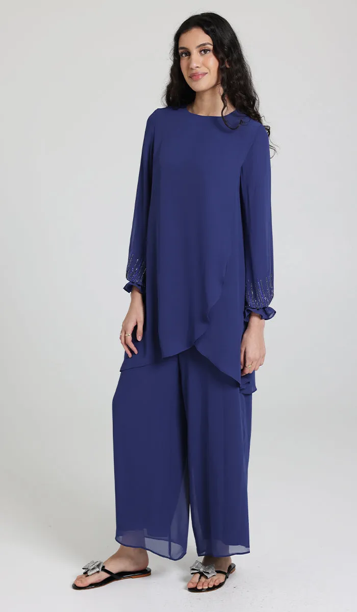 Seema Dressy Long Modest Tunic - Blue