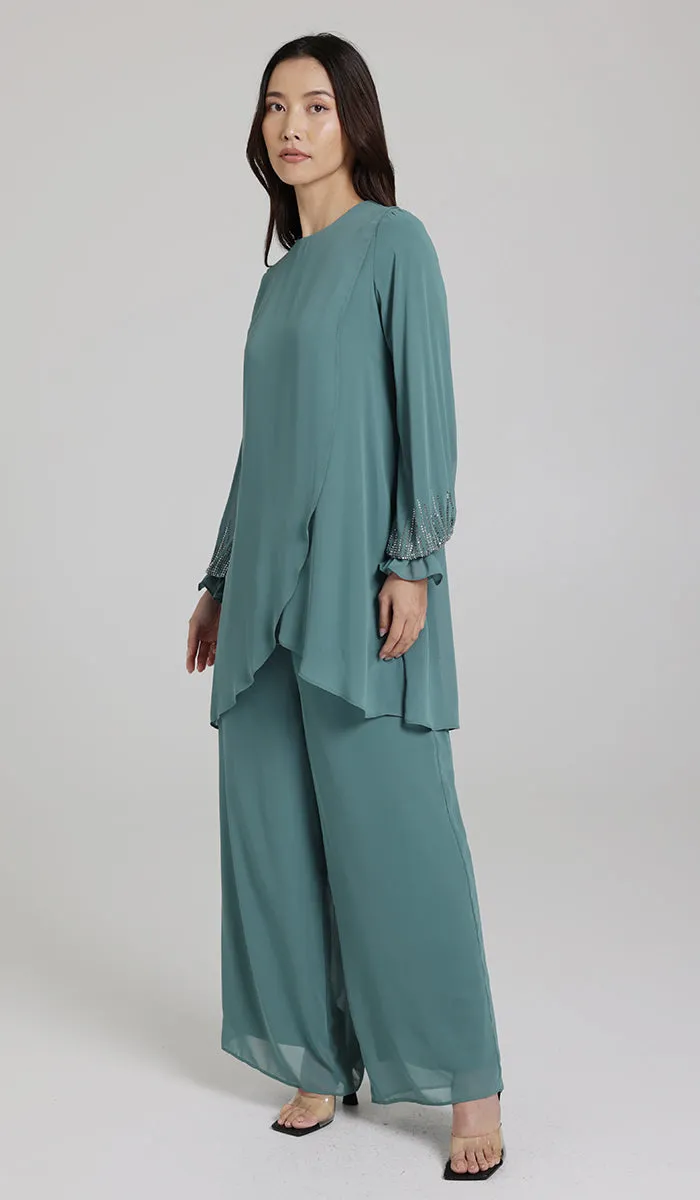 Seema Dressy Long Modest Tunic - Sea Green