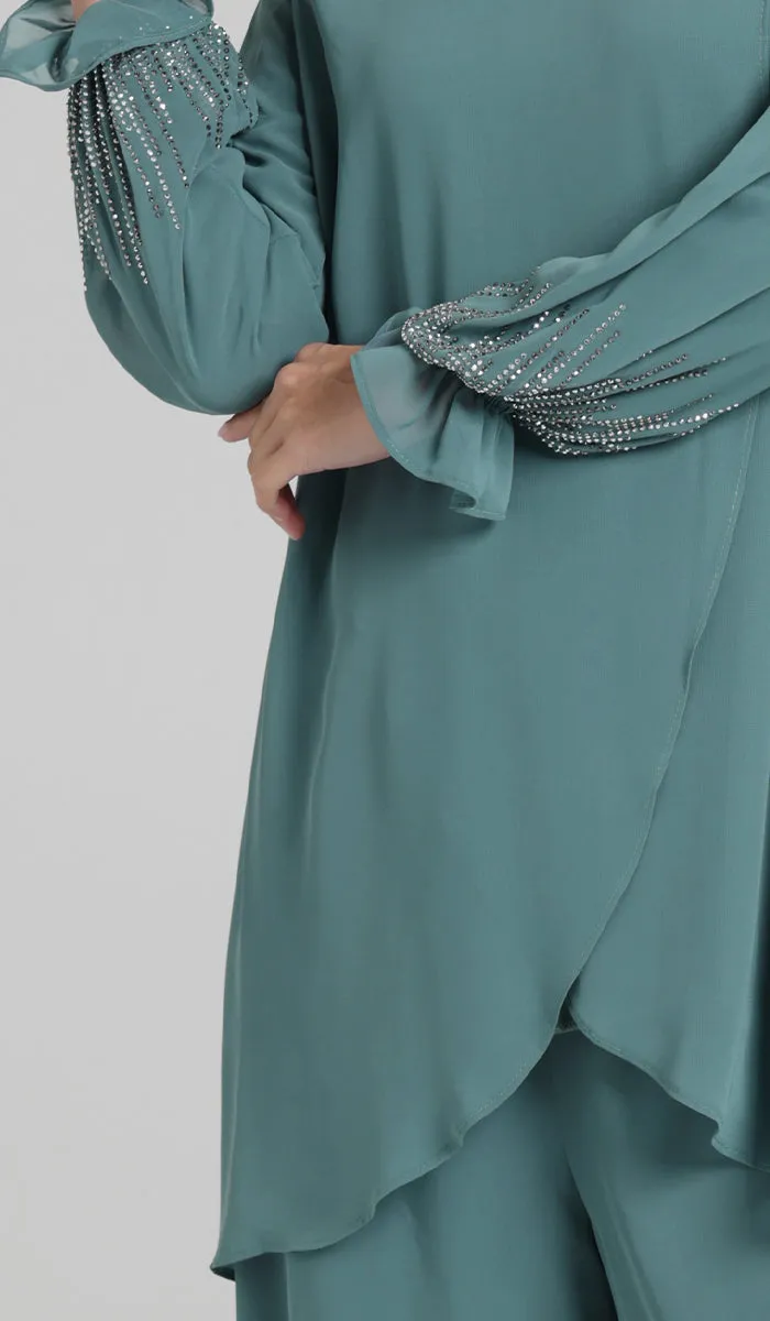 Seema Dressy Long Modest Tunic - Sea Green