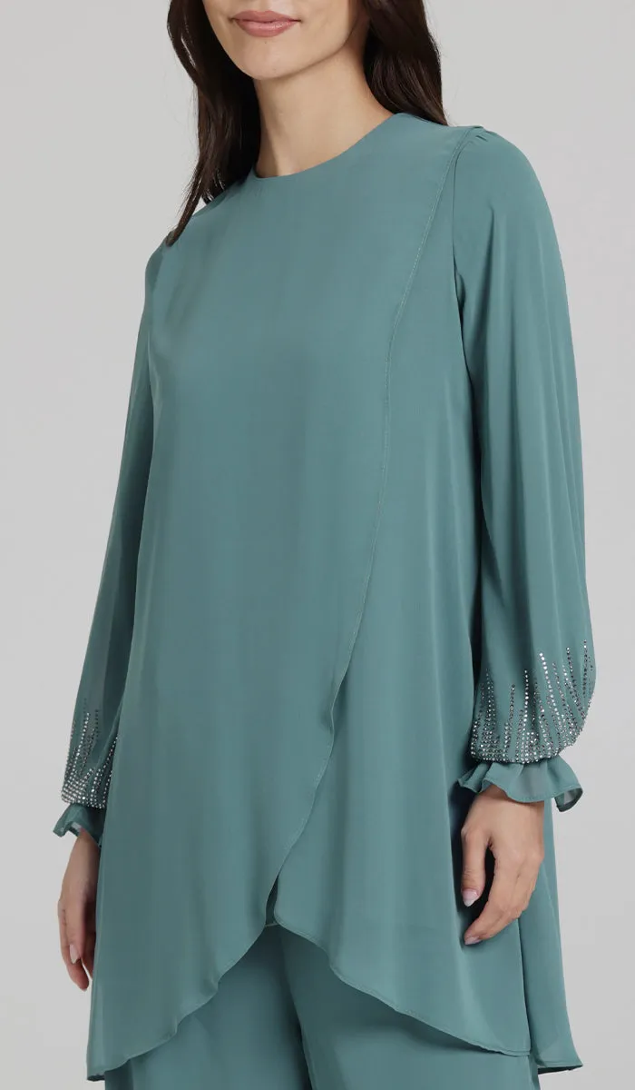 Seema Dressy Long Modest Tunic - Sea Green