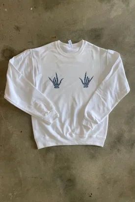 Skeleton Hands Graphic Sweatshirt - White