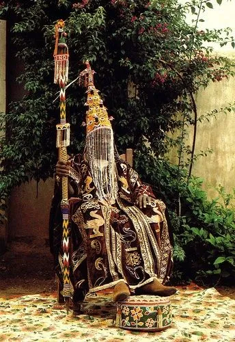 SOLD  Antique Benin Yoruba Tribe Oba Stunning Multicolor Hand beaded & Nassa Shells Ceremonial Crown or Altar Headdress from Nigeria, Sub Sahara, West Africa, 1950’s, from Private Collection & as seen in Museums