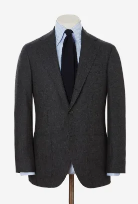 Sport Jacket Wool Herringbone Charcoal