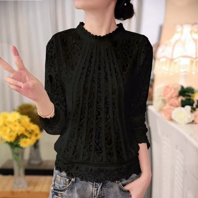 Summer Chiffon Lace Crochet Long Sleeve