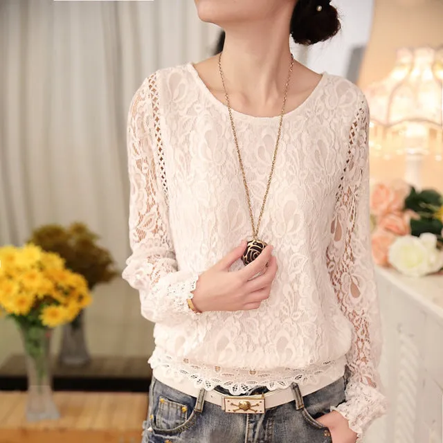 Summer Chiffon Lace Crochet Long Sleeve