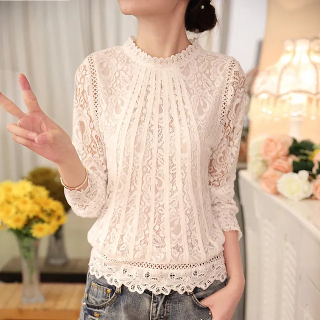 Summer Chiffon Lace Crochet Long Sleeve