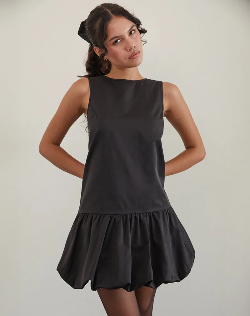 Tamilo Bubble Hem Mini Dress in Black