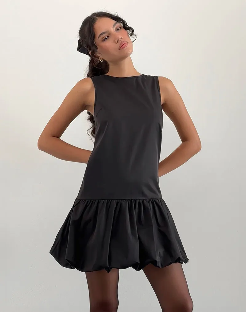 Tamilo Bubble Hem Mini Dress in Black