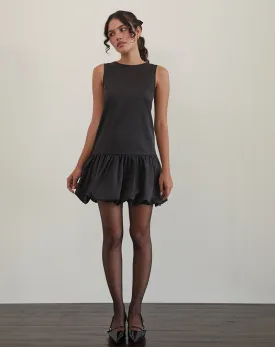 Tamilo Bubble Hem Mini Dress in Black