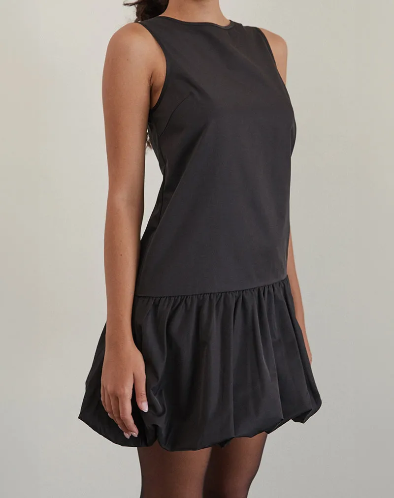 Tamilo Bubble Hem Mini Dress in Black