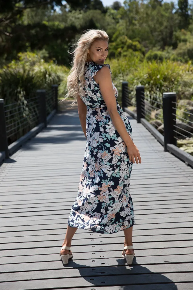 Trissa Peach Floral Maxi Dress