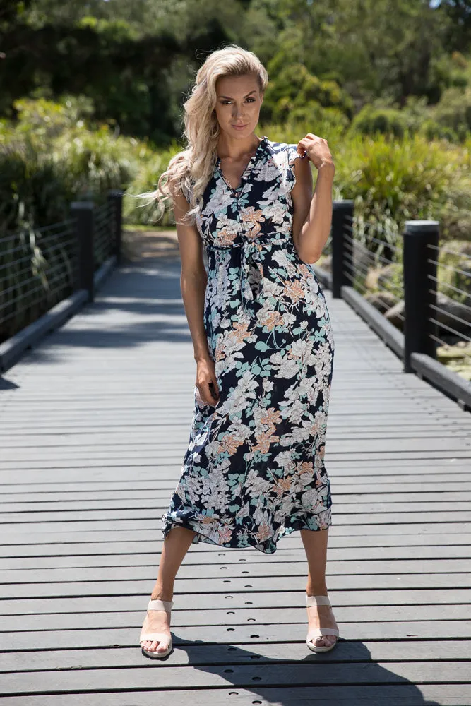 Trissa Peach Floral Maxi Dress