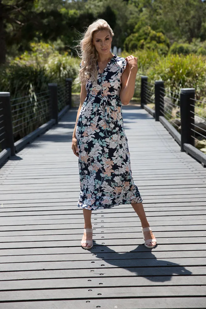 Trissa Peach Floral Maxi Dress