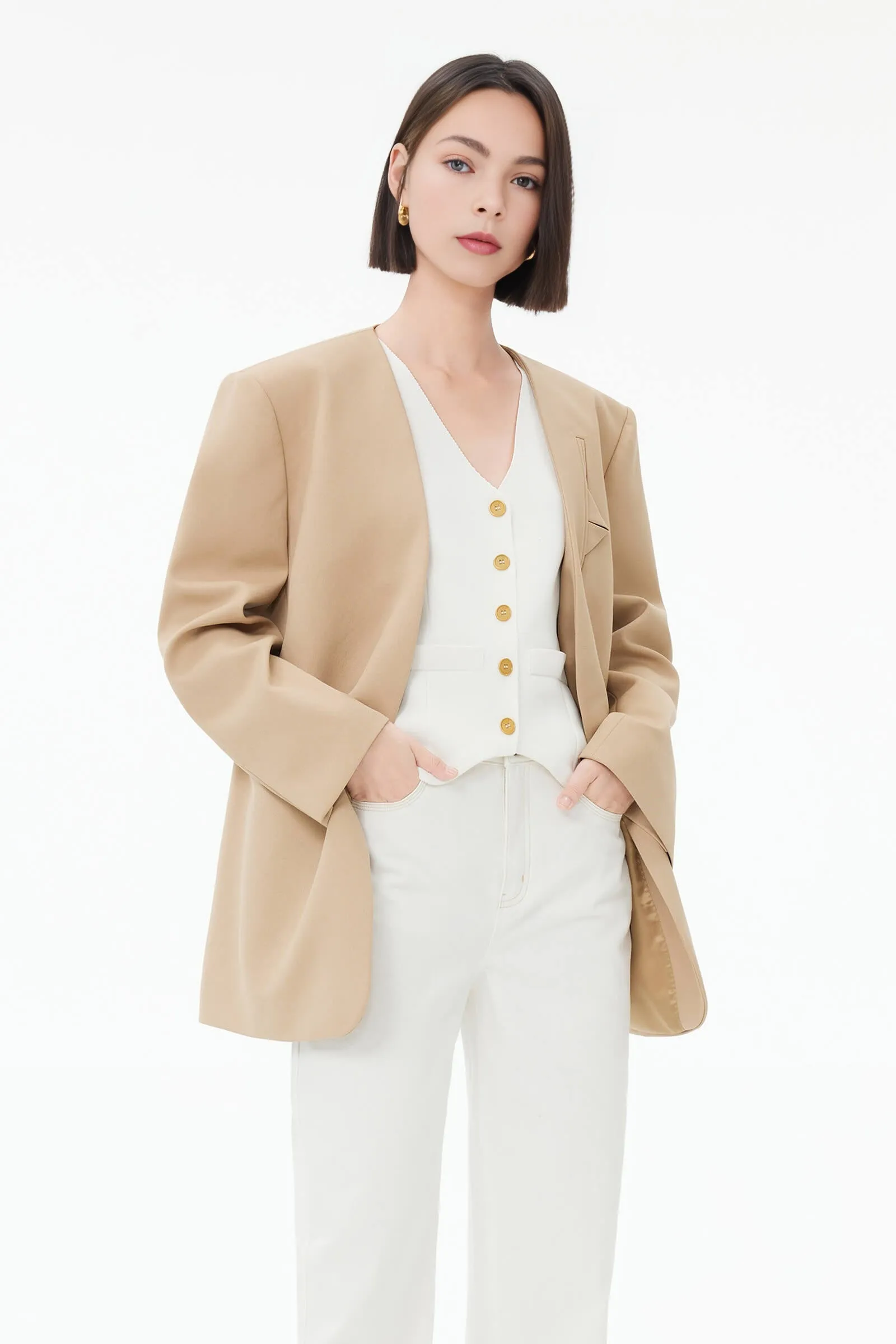 Unique Open-Front Suit Jacket